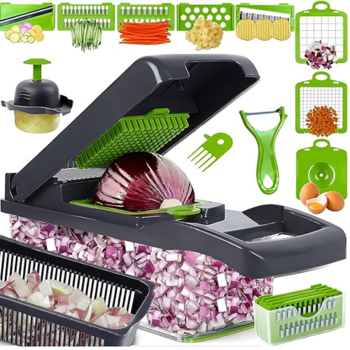 Picadora de verduras 15 en 1 con 8 cuchillas reemplazables -