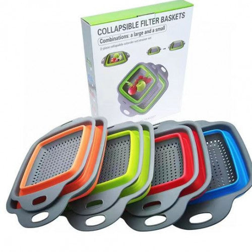SET COLADOR PLEGABLE DE SILICONA PARA COCINA TM